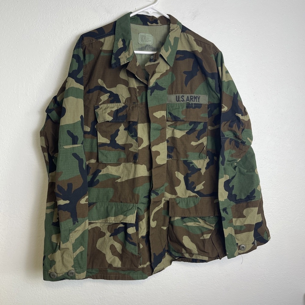 10 Summer Weight Ripstop Woodland Pattern Camoflauge BDU Shirt Medium/Long